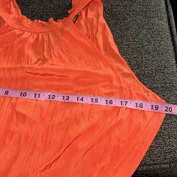 RAMY BROOK Perla Halter-Neck Smocked Waist Dress Ruffle Tiered Sunset Orange S - Picture 13 of 14